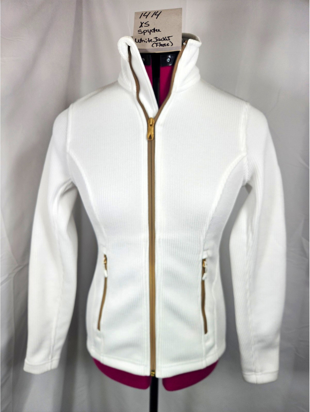 Spyder Beaches Women’s XS White Full Zip Fleece Track Jacket w/ Zip Pockets